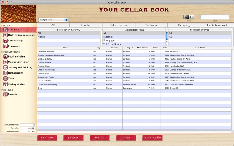 Expert Wine Cellar app screenshot