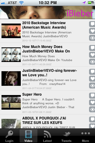 ~iBieber iPhone screenshot 1 - Music app