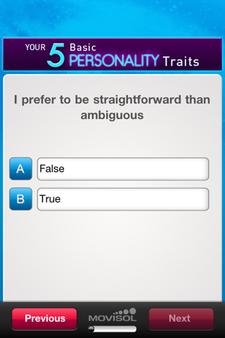 Your five basic personality traits screenshot 3