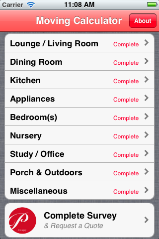 Home Moving app screenshot