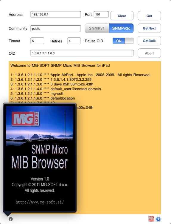 MG-SOFT SNMP Micro MIB Browser