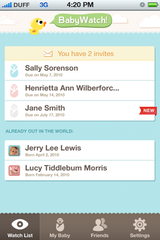BabyWatch Mobile app screenshot