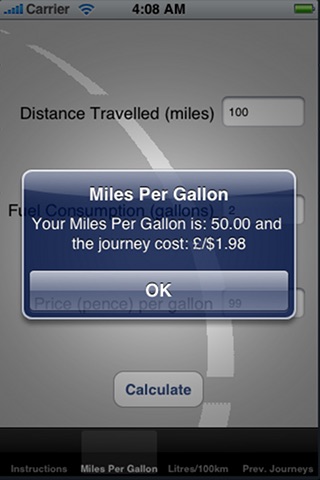 Miles Per Gallon Calculator Lite screenshot-3