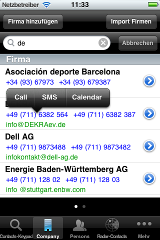 Screenshot #1 pour Business Contacts
