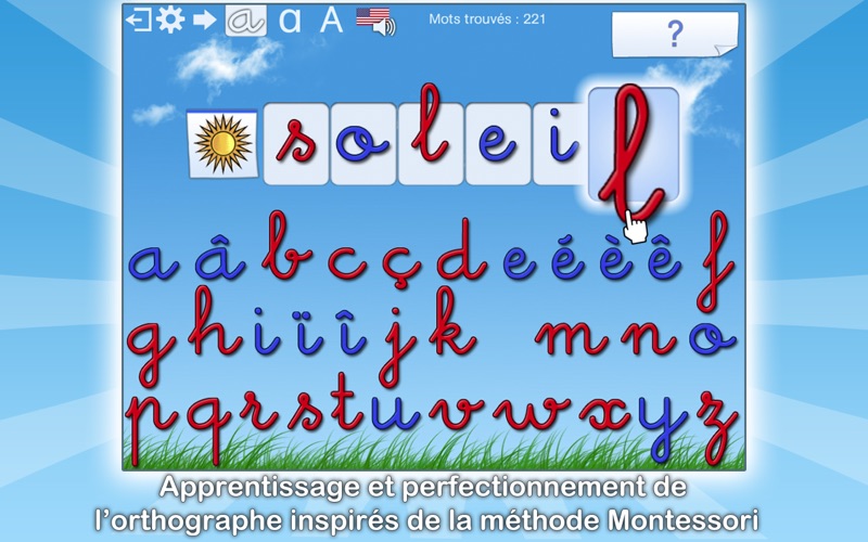 Screenshot #1 pour Dictée Muette Montessori - Apprends l'orthographe avec un alphabet mobile amusant !