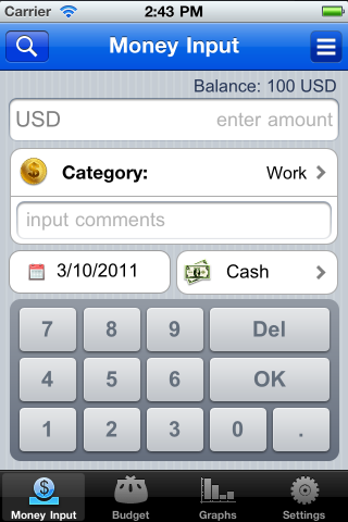 aFinance Budget Free iPhone screenshot