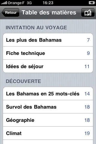 Capture d'écran de Bahamas- Petit Futé sur iPhone 3