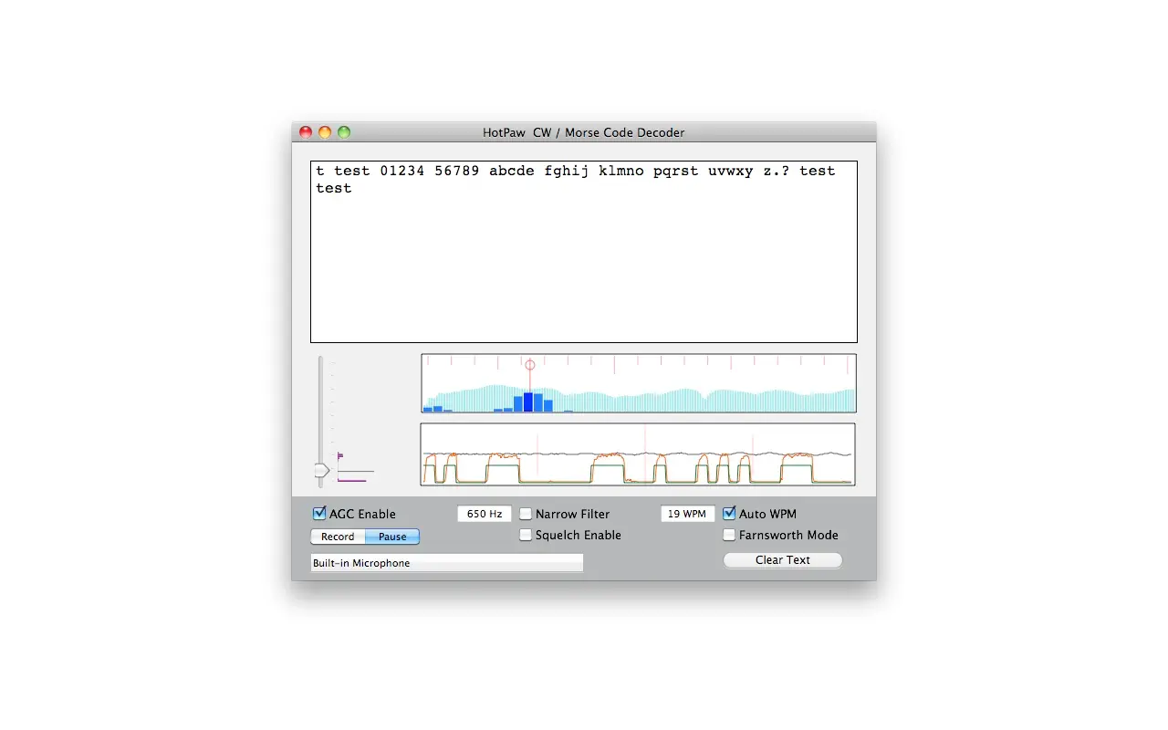 Morse Decoder (macOS) Door: HotPaw Productions