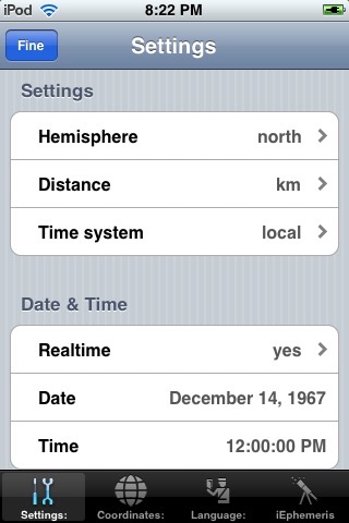 iEphemeris Lite screenshot 2