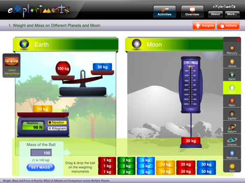 Exploriments: Weight, Mass and Force of Gravity - Effect of Altitude and Comparison across Multiple Planets screenshot 2