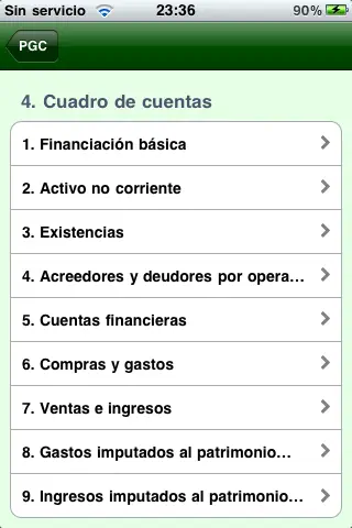 Captura de pantalla de PGC: Plan General De Contabilidad en iPhone 5