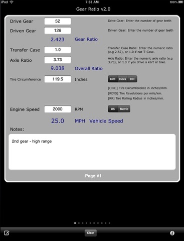 Gear Ratio iPad screenshot 3 - Utilities app