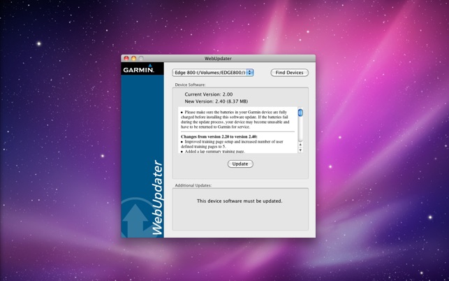 Garmin WebUpdater on the Mac App
