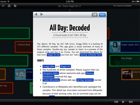 All Day: Decoded iPad screenshot 2 - Music app