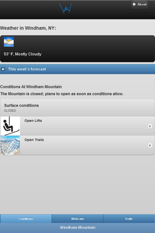 Windham Mountain iPhone screenshot 2 - Weather app