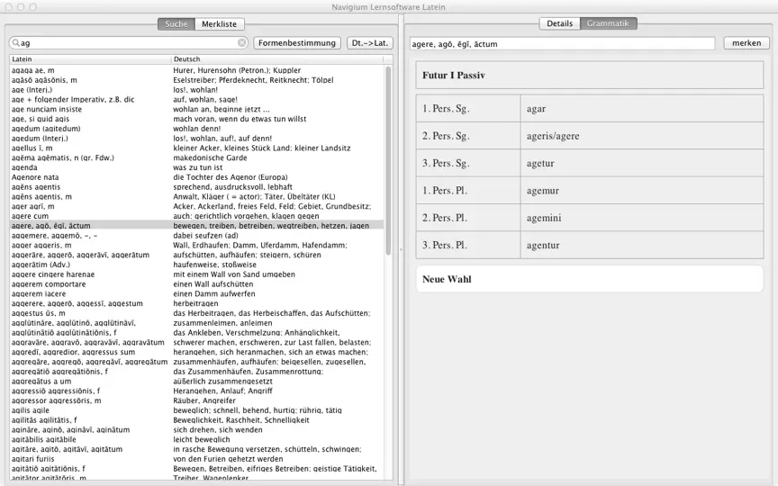 Screenshot von Navigium Lernsoftware Latein auf dem iPhone 2