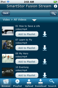 SmartStor Fusion Stream DLNA Digital Media App screenshot