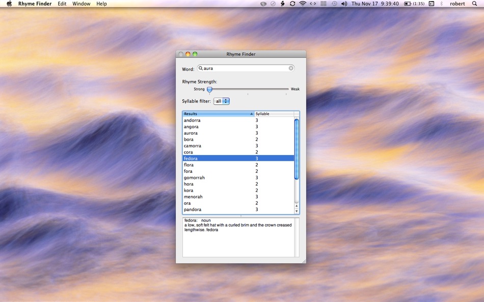 #1. Rhyme Finder (macOS) 由: Robert Parker