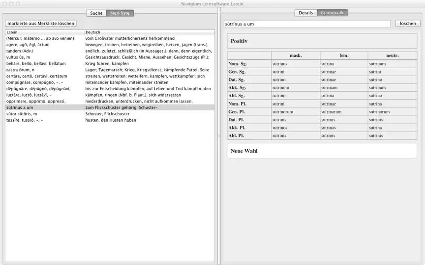 Screenshot von Navigium Lernsoftware Latein auf dem iPhone 4