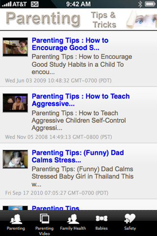 Parenting. iPhone screenshot