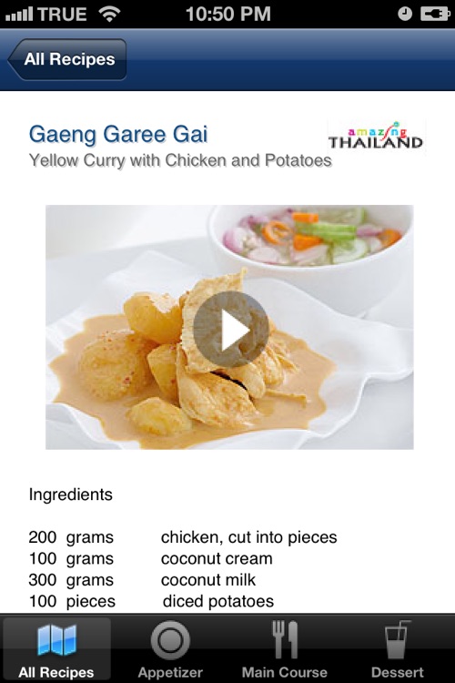 Thai Cooking Menu