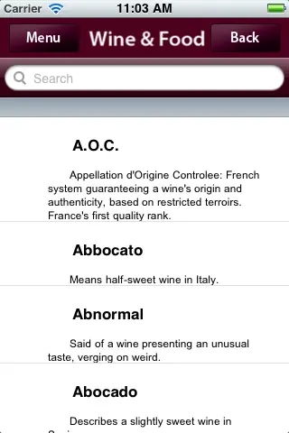 Capture d'écran de Wine And Food sur iPhone 5