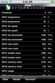 MSI Afterburner APP screenshot