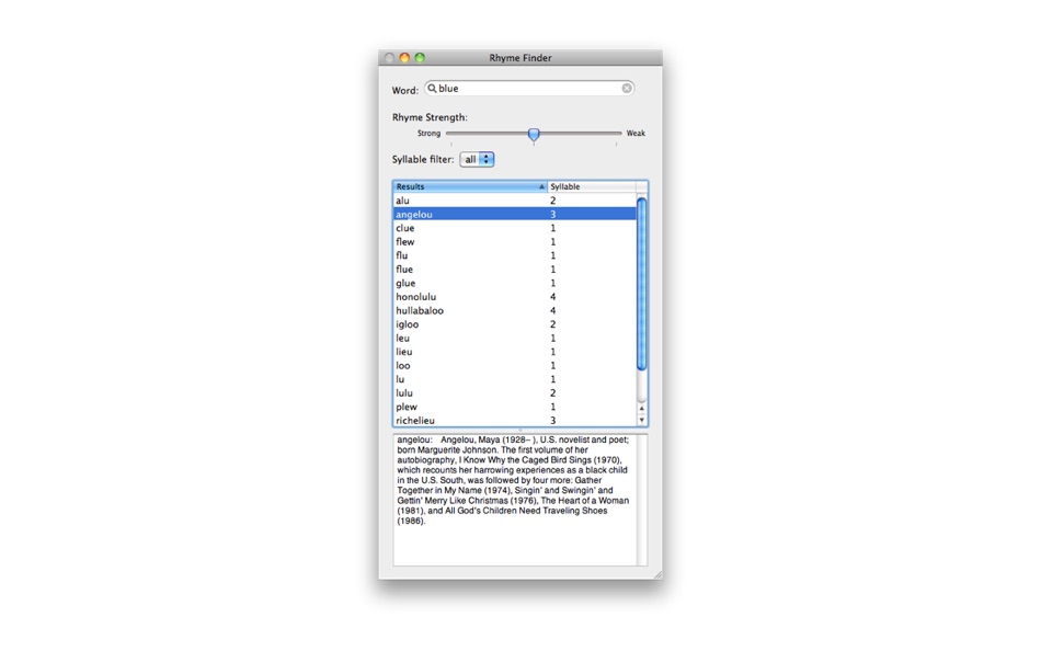 #2. Rhyme Finder (macOS) 由: Robert Parker