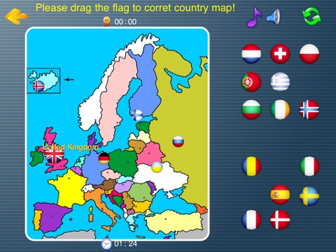 7 continents country flags game HD Lite(Europe) screenshot 2