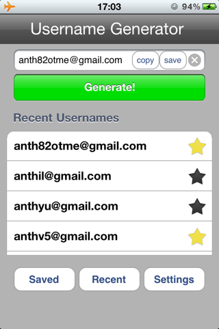 Username Generator iPhone screenshot