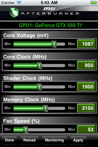 MSI Afterburner APP screenshot