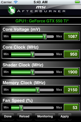MSI Afterburner APP screenshot 2
