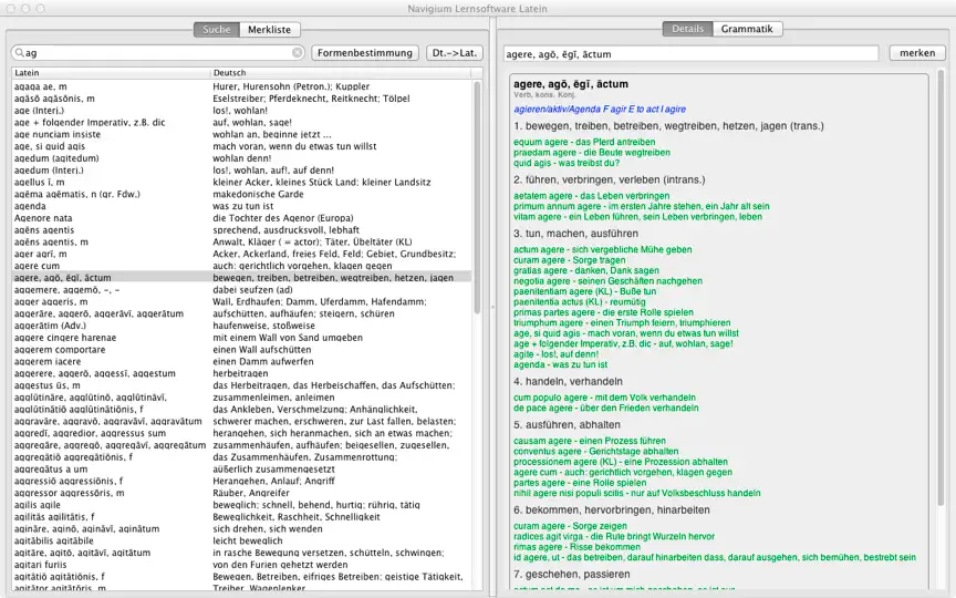 Screenshot von Navigium Lernsoftware Latein auf dem iPhone 1