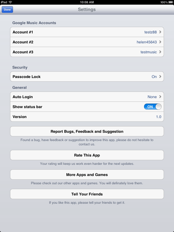 App for Google Music iPad screenshot
