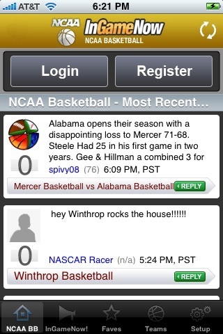 NCAA Basketball - InGameNow iPhone screenshot 1 - Sports app