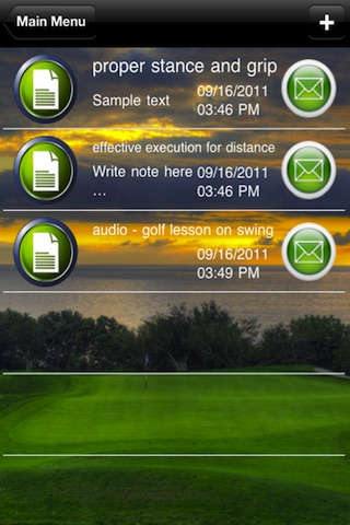 Golf iNotes screenshot 2