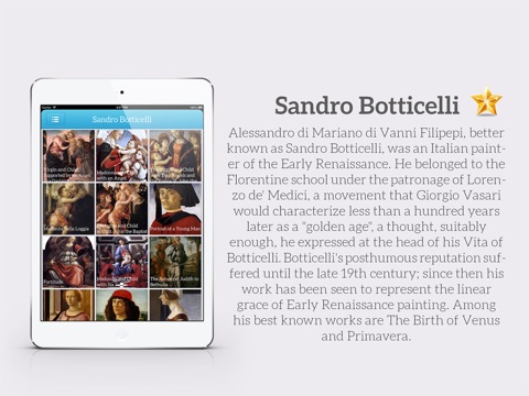 Painting Gallery HD for iPad - Leonardo da Vinci , Edgar Degas , Hieronymus Bosch , Sandro Botticelli screenshot 4