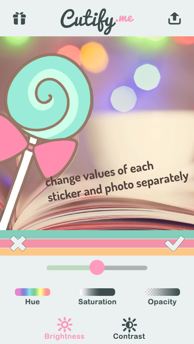 Screenshot #3 pour Cutify Me - Kawaii Photo Decoration with Dress Up Stickers Cute Face Masks Lovely Bokeh Light Effects and Vintage Filters