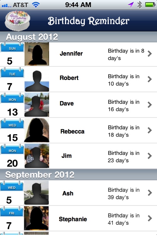 Birthday Calendar with Easy Reminders