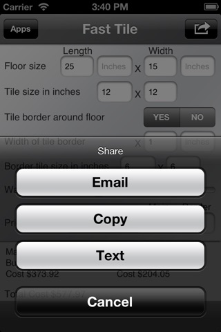 Fast Tile Calculator With In App Email screenshot 2