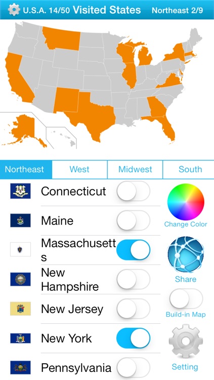 Visited States Map - USA Travel Log for Where You've Been