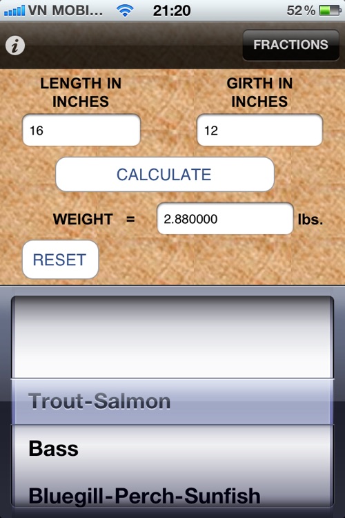 MyNature Fish Weight Calculator