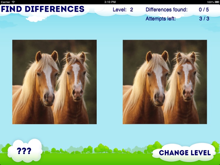 Spot the difference: horse and pony puzzle for girls with many different horses