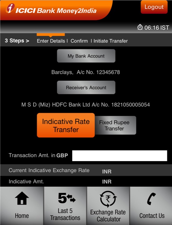 ICICI Bank-Money2India for iPad