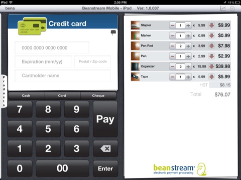 Beanstream Mobile for iPad screenshot 2