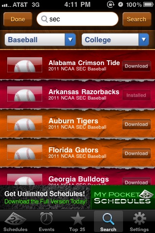My Pocket Schedules Lite - Youth, College, Pro Teams screenshot-4
