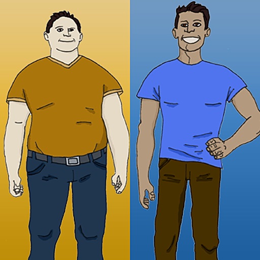 Low visual weight. Weight loss motivation illustration men.