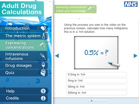 Adult Drug Calculations UK for iPad screenshot 2