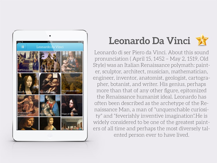 Painting Gallery HD for iPad - Leonardo da Vinci , Edgar Degas , Hieronymus Bosch , Sandro Botticelli