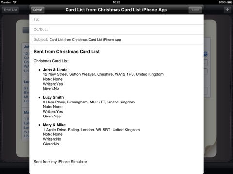 Christmas Card List HD screenshot 2